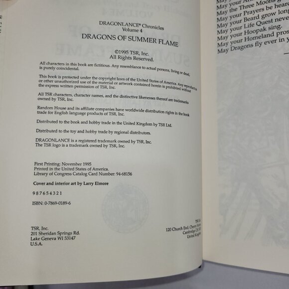 D&D Weis & Hickman Dragonlance Dragons Summer Flame 1st Edition Hardcover Book - Picture 2 of 2